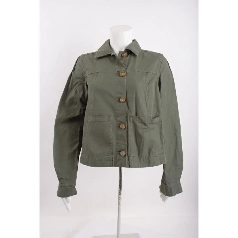 Veronica Beard Womens Weslyn Jacket XS Army Green Button Front NWT